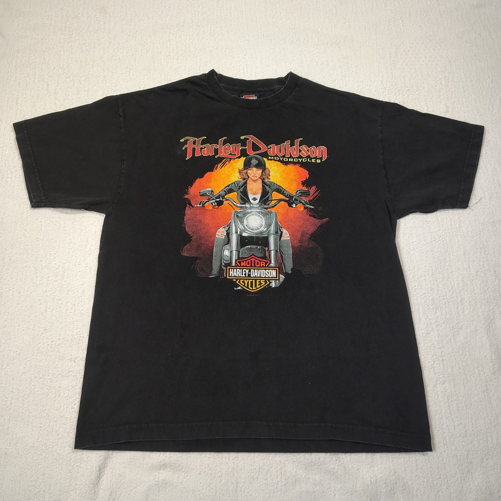 Harley-Davidson Shirt Large Black War Horse Ocala Florida Biker Graphic Tee